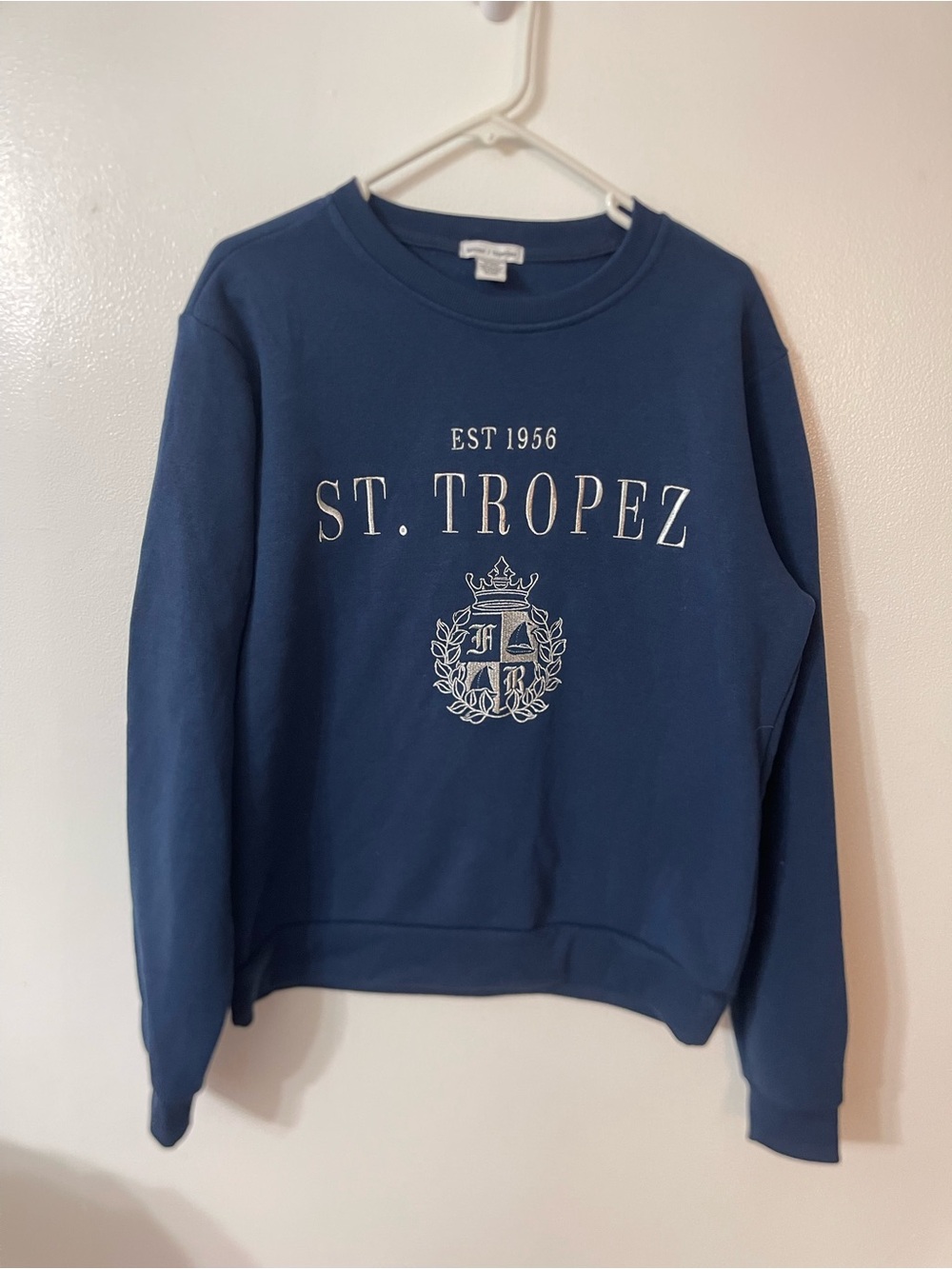 St. Tropez Navy Crewneck Sweatshirt with Crest